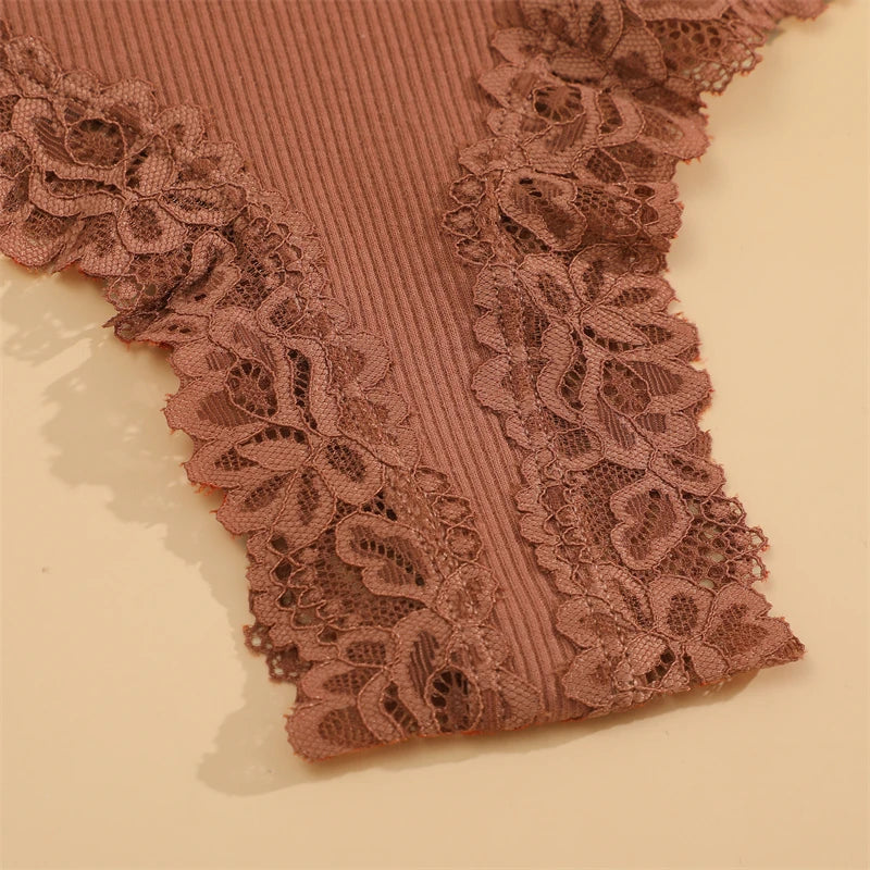 Lot de 5 culottes en coton pour femme a dentelle