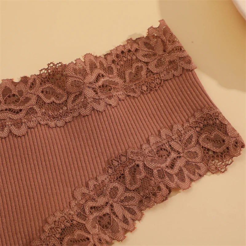 Lot de 5 culottes en coton pour femme a dentelle